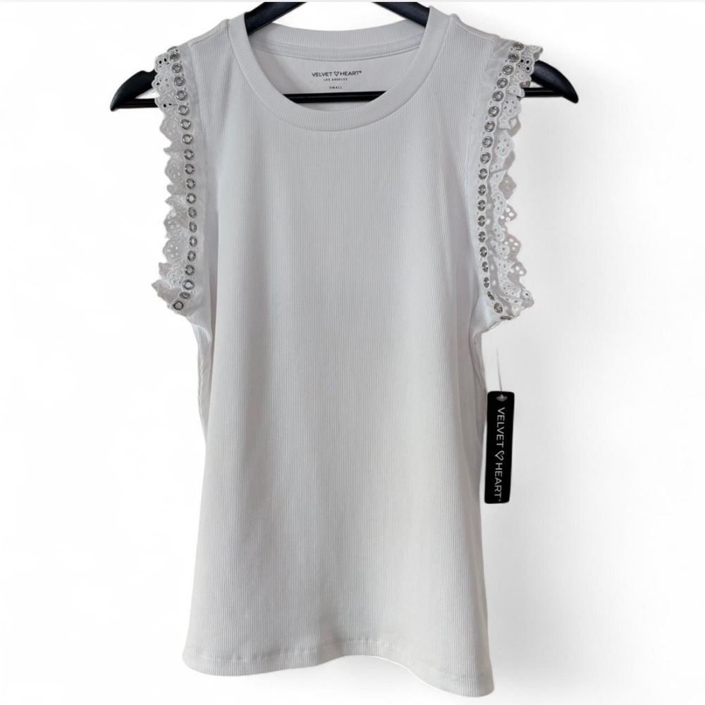 NWT Velvet Heart Journey Sleeveless White Lace Tank Top